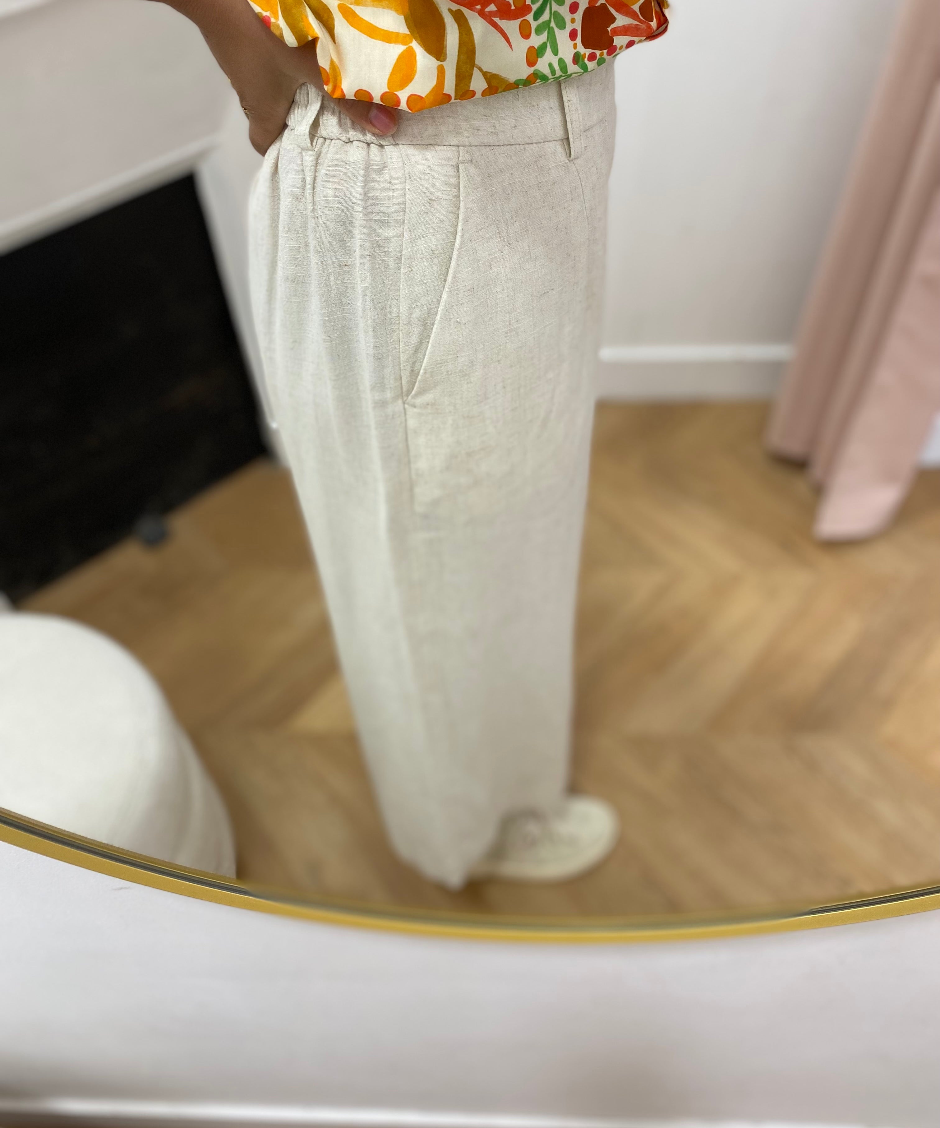 Jupe-culotte en lin mélangé Objsanne - Sandshell - OBJECT
