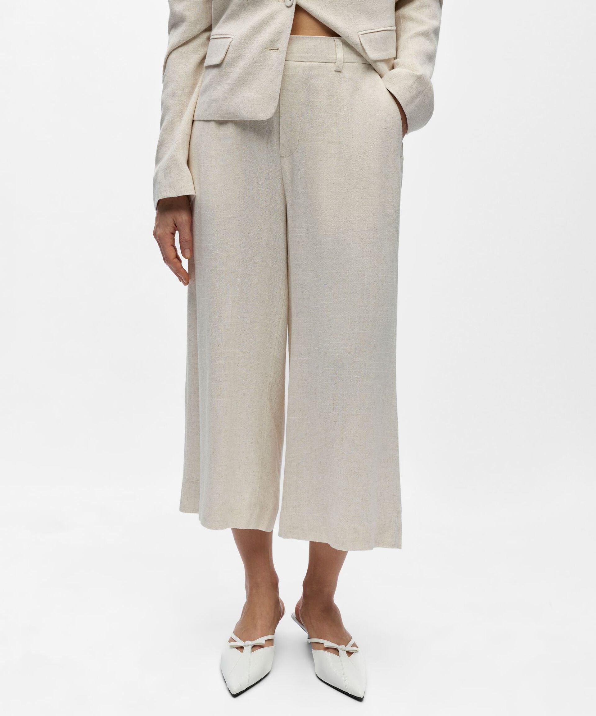 Jupe-culotte en lin mélangé Objsanne - Sandshell - OBJECT