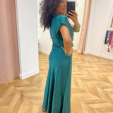 Robe cocktail satinée avec nœud à la taille Objlia - Vert émeraude - OBJECT