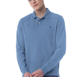 Polo uni manches longues - Bleu gris - US POLO