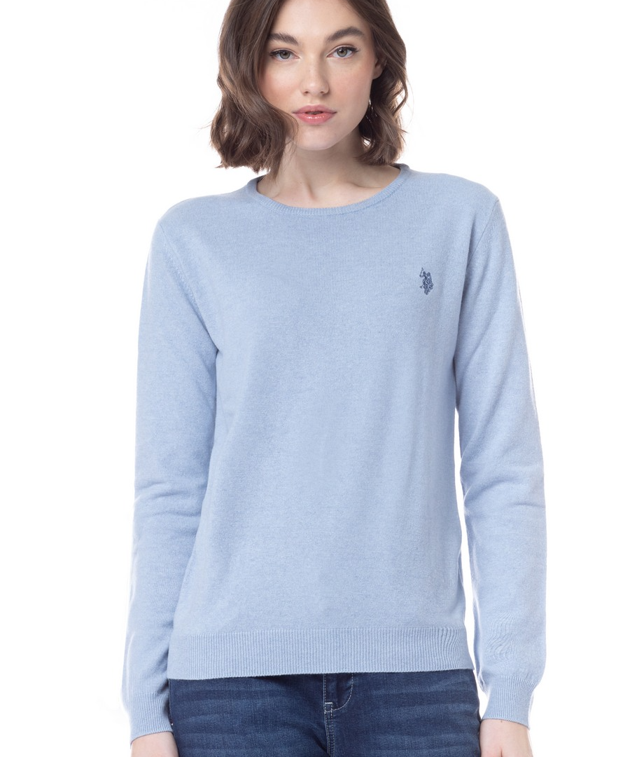 Pull fin col rond - Bleu - US POLO FEMME