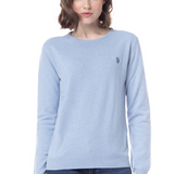Pull fin col rond - Bleu - US POLO FEMME
