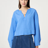 Top fluide en lin Nana - Bleu cobalt - FABIENNE CHAPOT