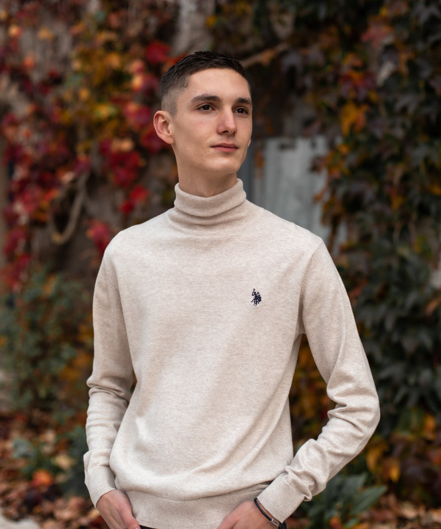 Pull col roulé N°847 - Beige - Us polo