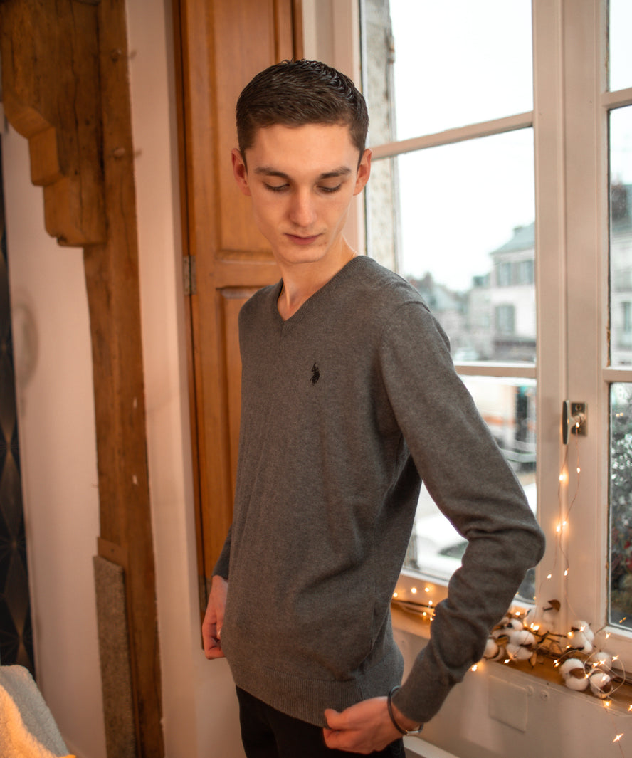Pull n°907 - gris - US POLO