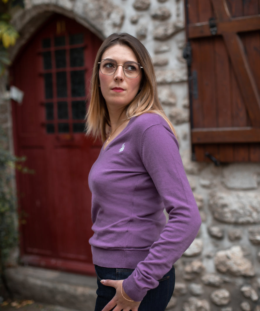 Pull col V N° 847 - violet - Us polo