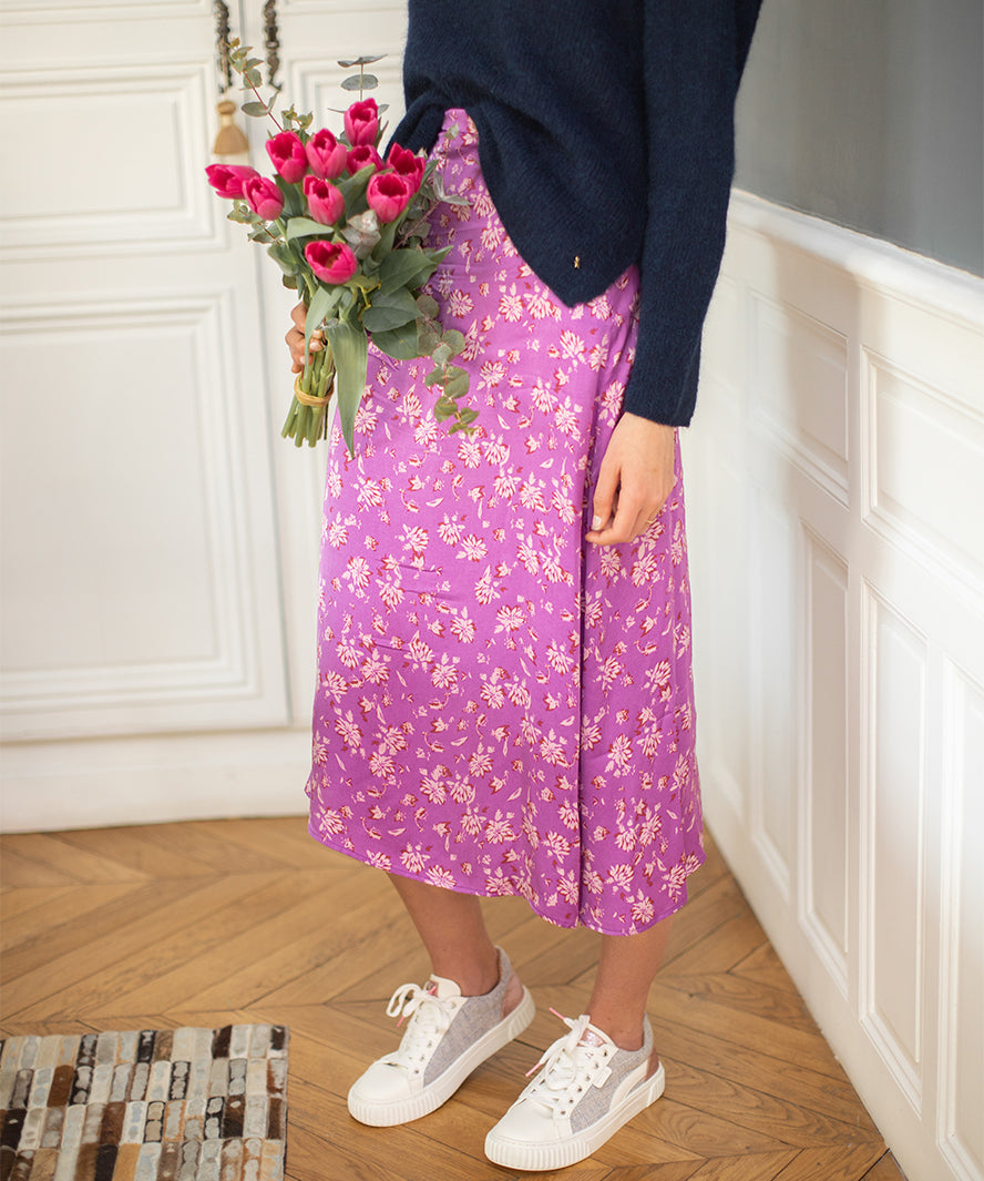 Flora floral print skirt - Rosewood - Suncoo