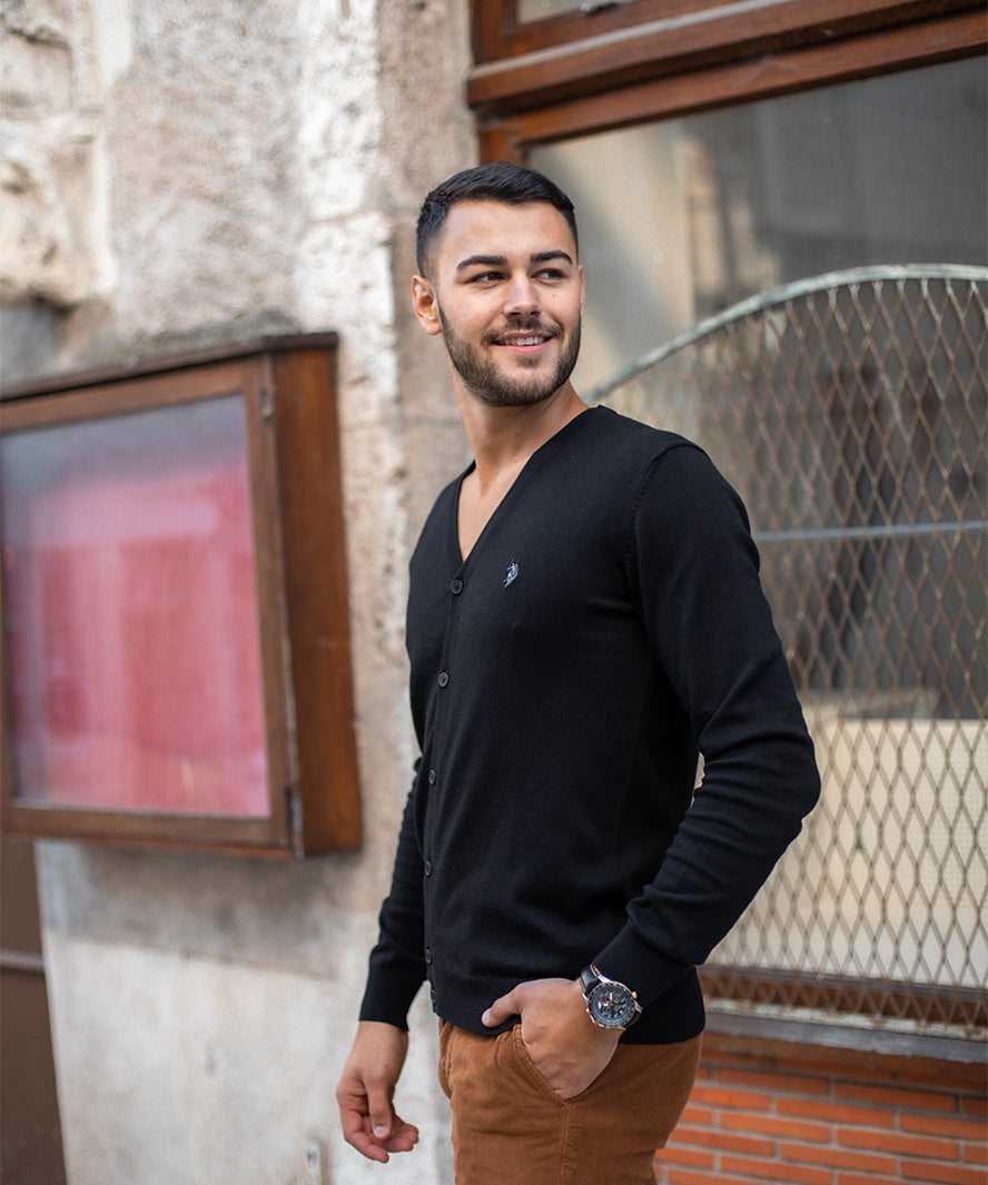 Cardigan n°913 - noir - US.POLO
