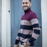 Col roulé rayé bordeaux et marine - beige - US.POLO