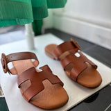 Nu-pieds tige ajourée - Camel - EVA FRUTOS