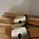 H-flat leather mules 3053 - Gold - EVA FRUTOS