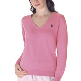 Pull col V manches longues - Rose - US POLO FEMME