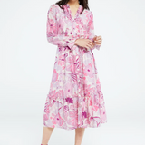Robe midi imprimé fleuri Marilene - Le Pacha Pink - FABIENNE CHAPOT