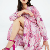Robe midi imprimé fleuri Marilene - Le Pacha Pink - FABIENNE CHAPOT