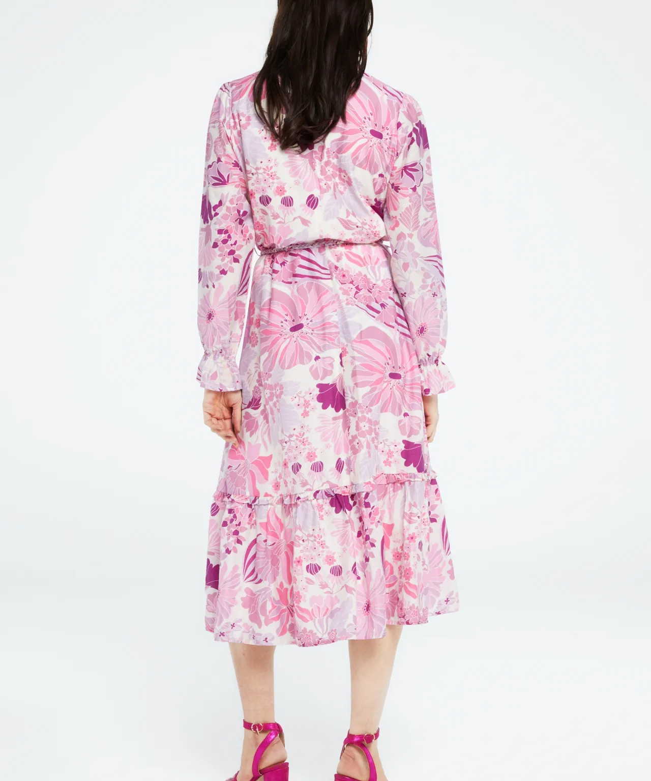 Robe midi imprimé fleuri Marilene - Le Pacha Pink - FABIENNE CHAPOT