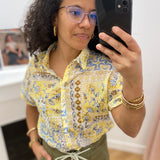 Chemise à manches courtes imprimé cachemire Belinda - Blond - C'EST BEAU LA VIE !