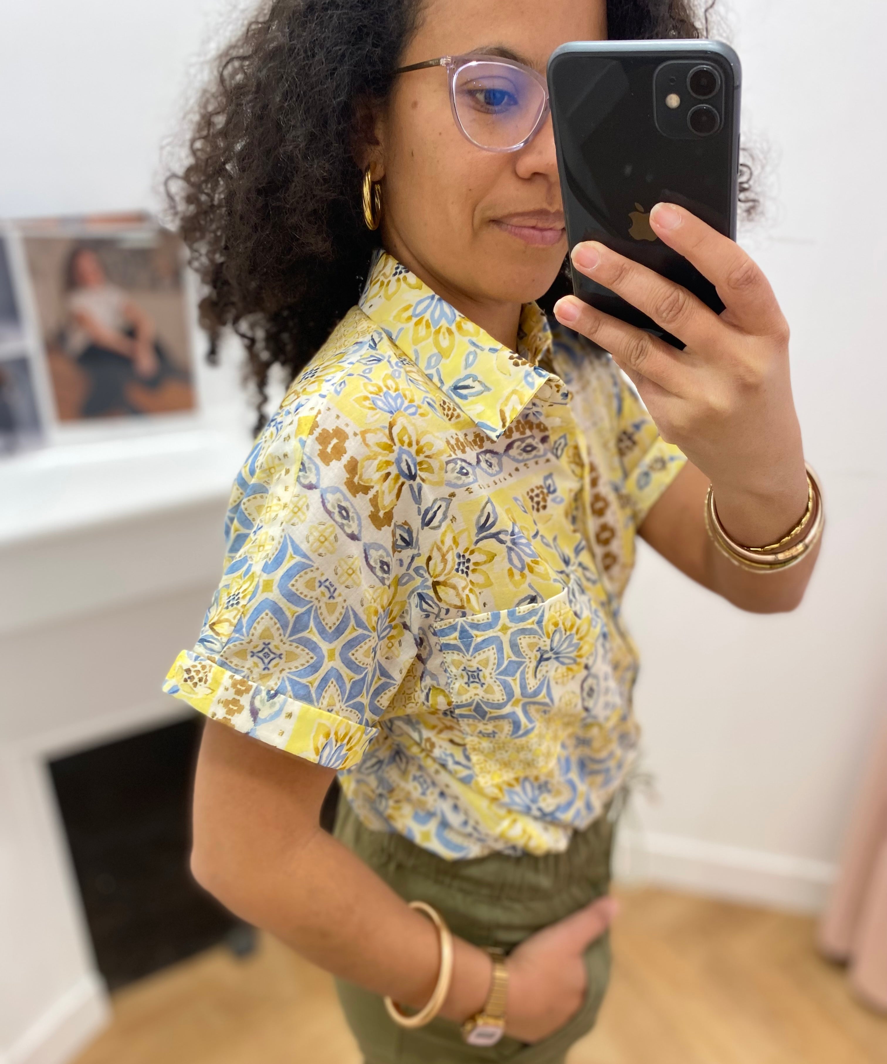 Chemise à manches courtes imprimé cachemire Belinda - Blond - C'EST BEAU LA VIE !