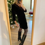 Robe courte velours imprimé baroque - marine - Ikks