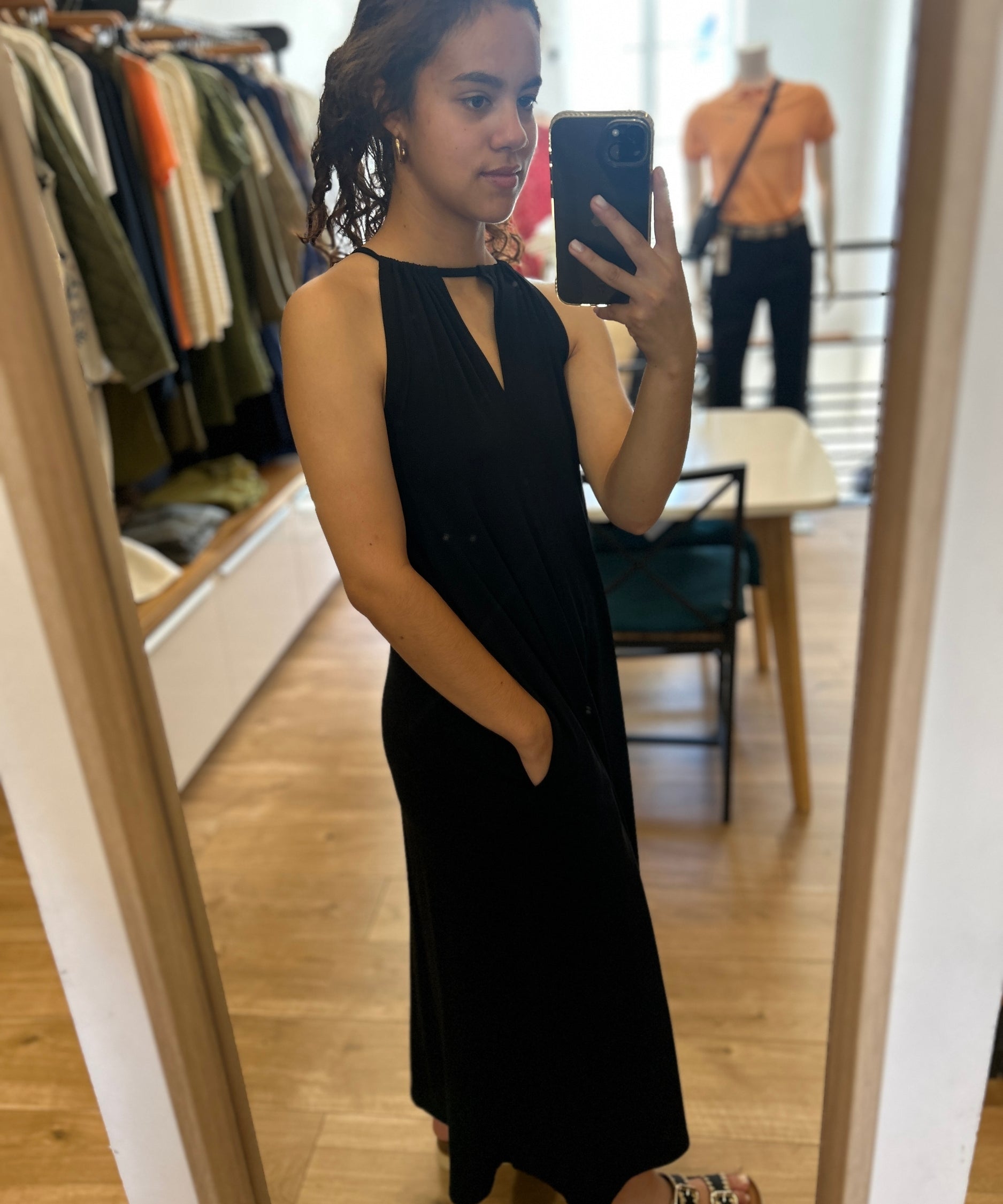 Robe loose à bretelles en jersey - Noire - MARC'O POLO FEMME