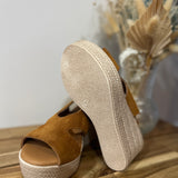 Sandales slingback compensées 5528 - Camel - EVA FRUTOS