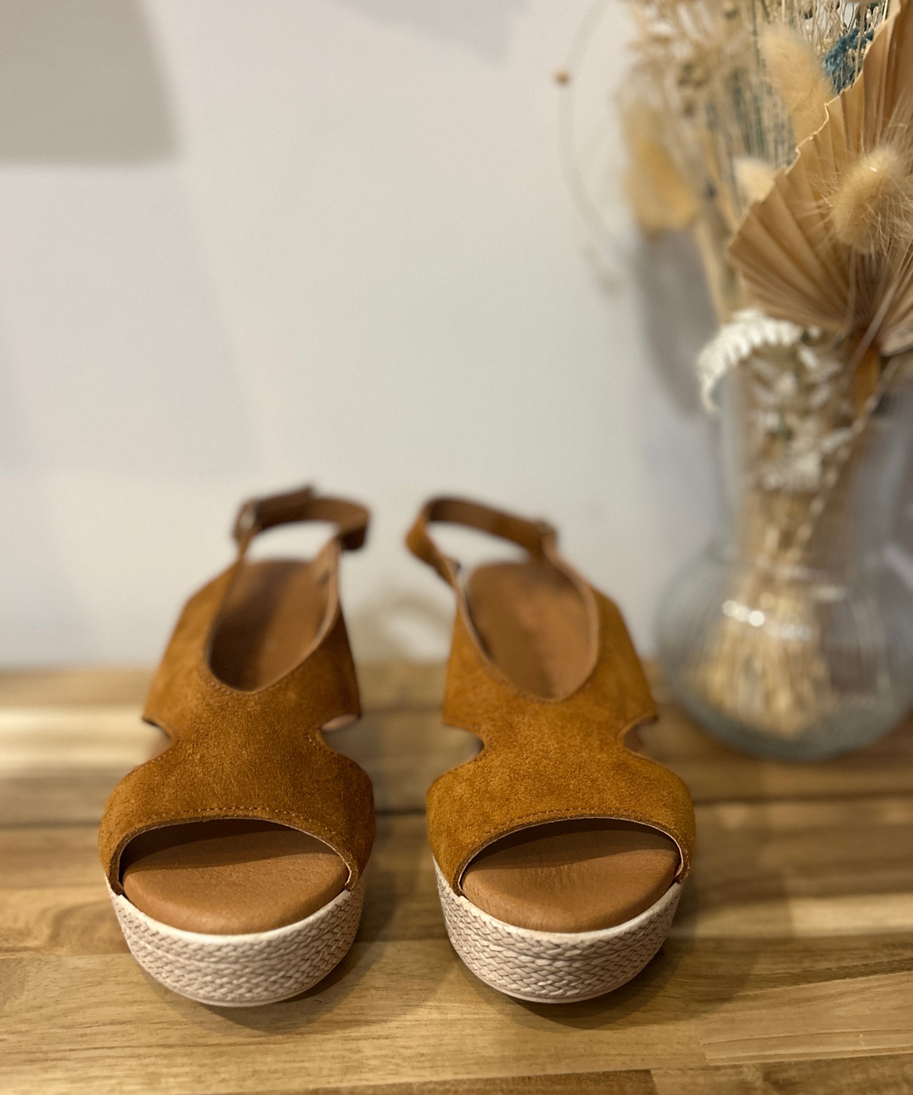 Sandales slingback compensées 5528 - Camel - EVA FRUTOS