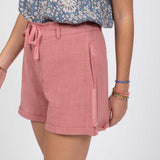 Short fluide effet lin Olleta - Vieux rose - SUN VALLEY FEMME