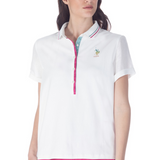 Polo manches courtes - Blanc / multicore - US POLO FEMME