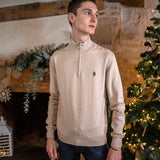 Pull zippé n°643 - beige - US POLO