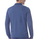 Polo uni manches longues - Bleu - US POLO