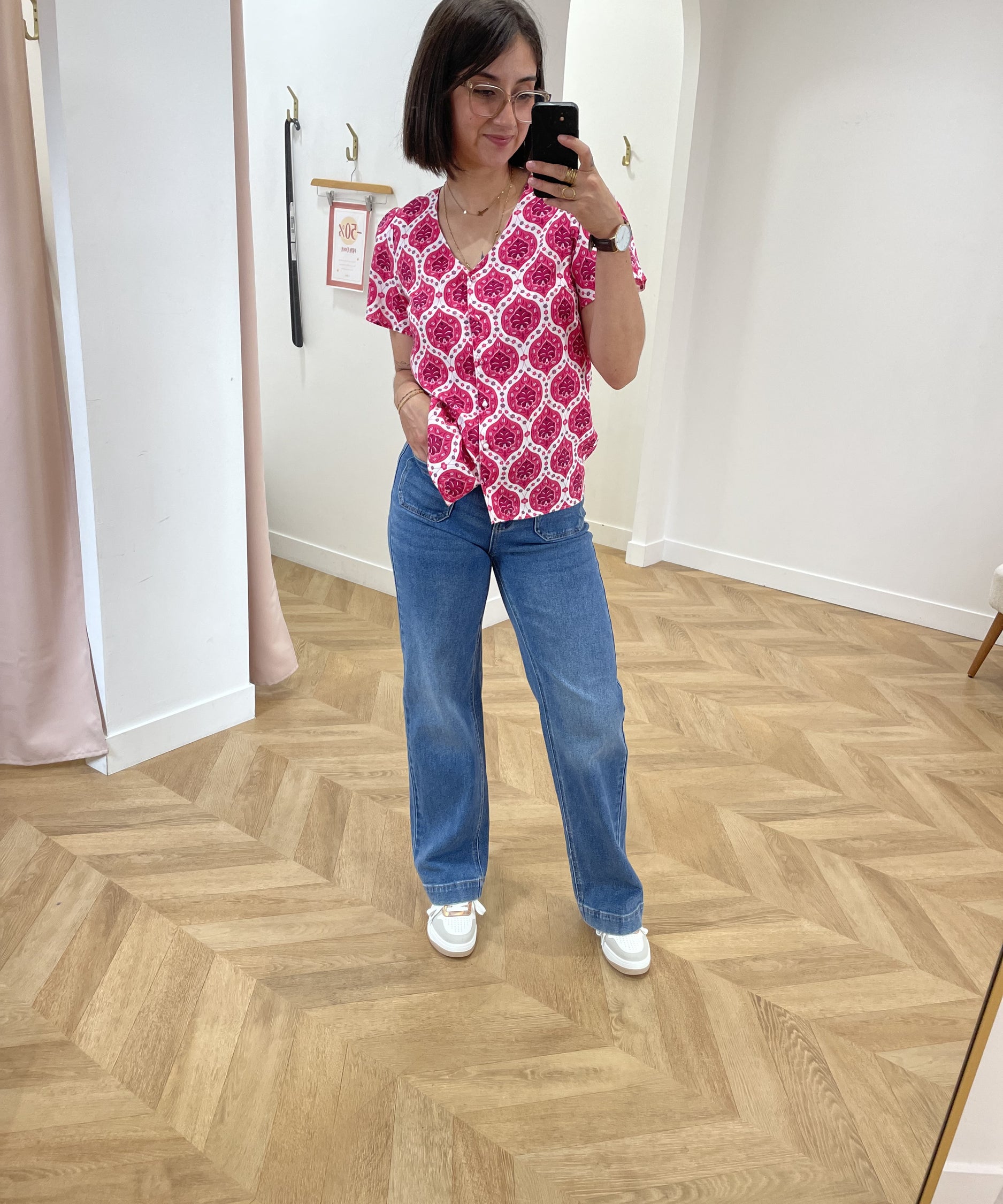 Chemise fluide imprimée Bloum - Framboise - C'EST BEAU LA VIE
