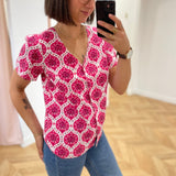 Chemise fluide imprimée Bloum - Framboise - C'EST BEAU LA VIE