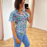 Blouse imprimée à manches courte Lisbonne - Rose pop - C'EST BEAU LA VIE