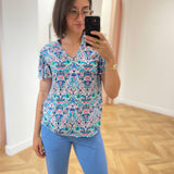 Blouse imprimée à manches courte Lisbonne - Rose pop - C'EST BEAU LA VIE
