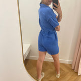 Combishort ceinturée Piam - Bleu ardoise - C'EST BEAU LA VIE