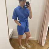 Combishort ceinturée Piam - Bleu ardoise - C'EST BEAU LA VIE
