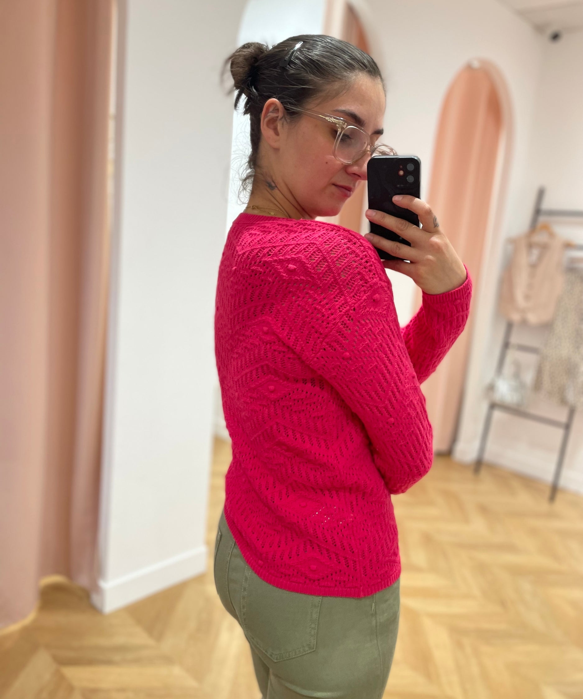 Pull ajouré Bonbon - Rouge - C'EST BEAU LA VIE