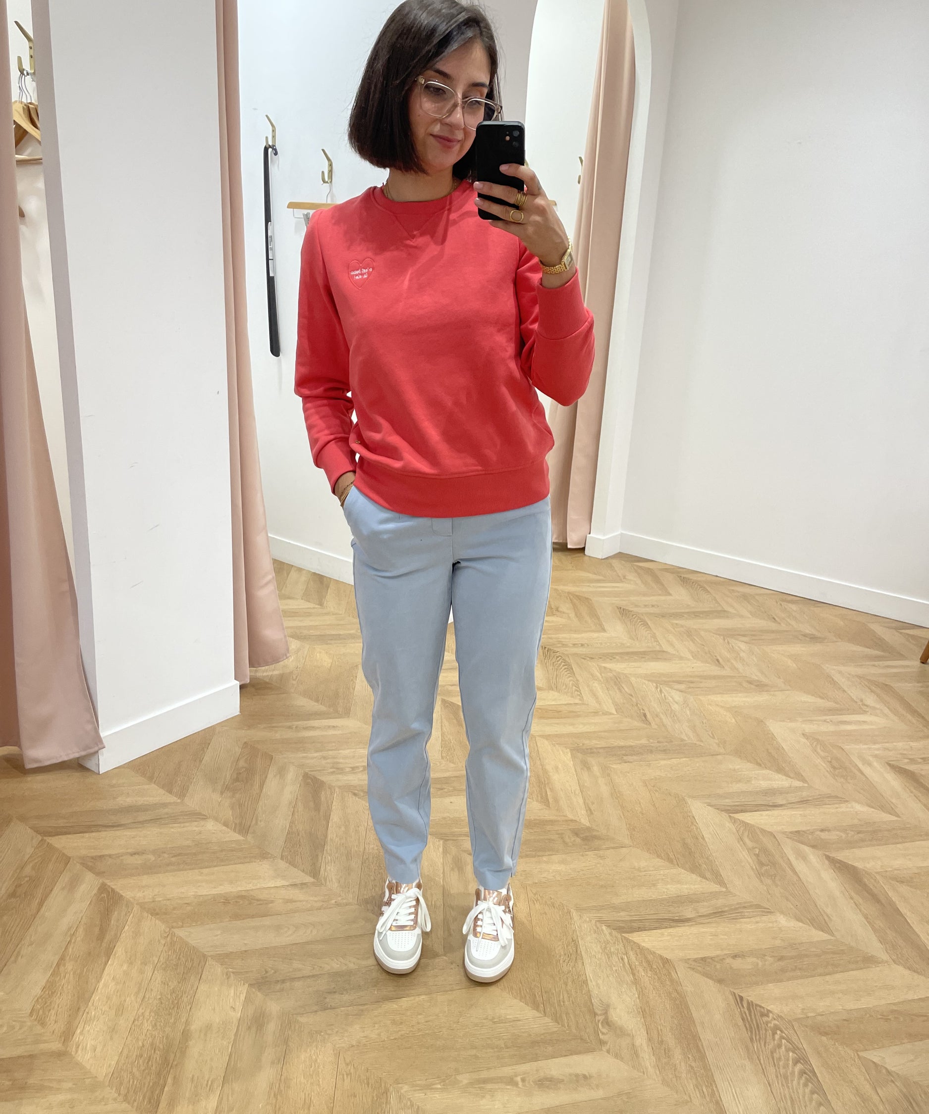 Plain sweatshirt Fiona - Red - C'EST BEAU LA VIE