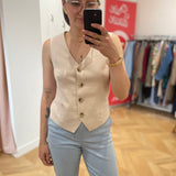 Sara Sleeveless Jacket - Beige - C'EST BEAU LA VIE