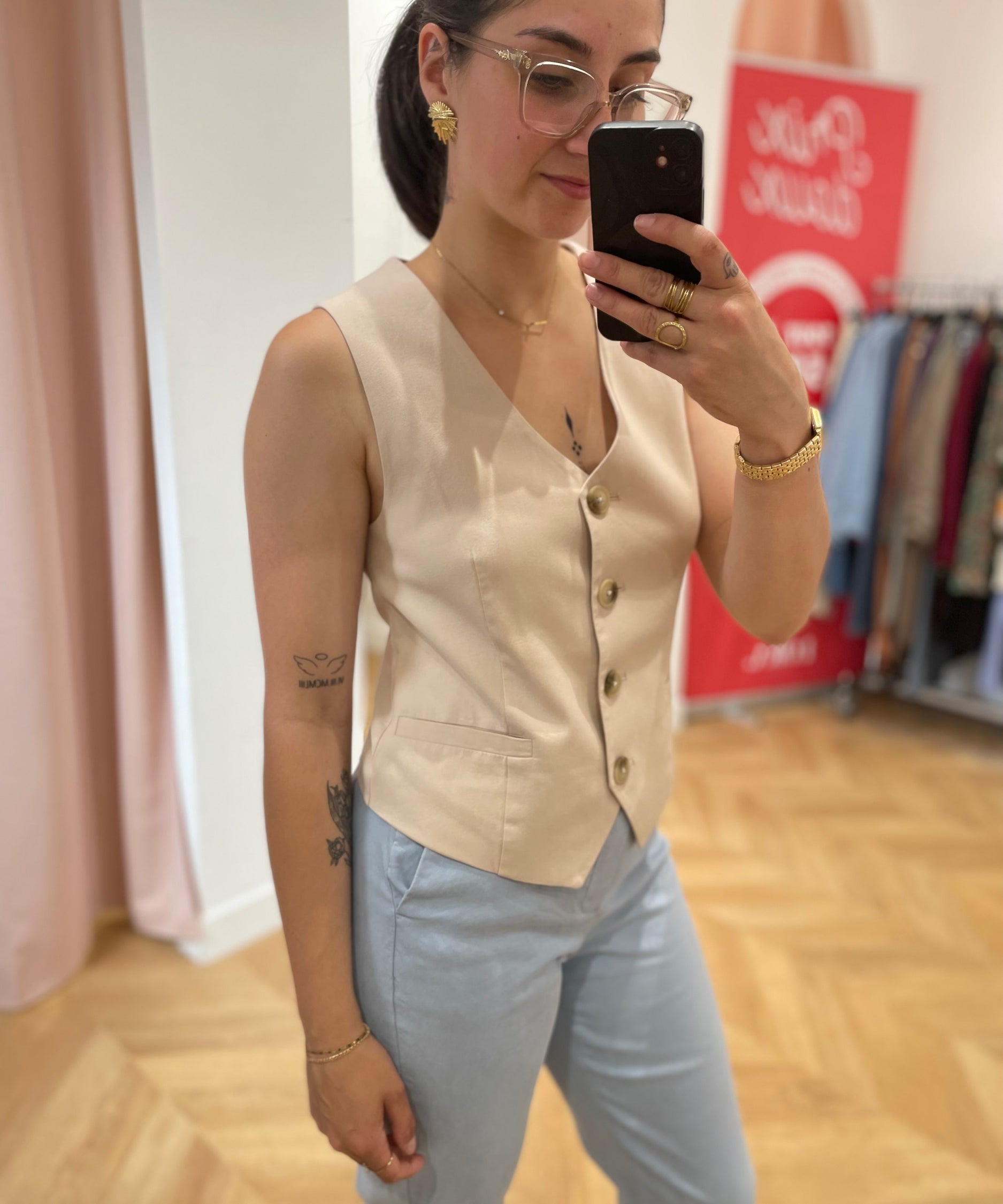 Veste sans manches Sara - Beige - C'EST BEAU LA VIE