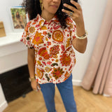Chemise à manches courtes motif floral César - Ecru - C'EST BEAU LA VIE !