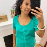 Gilet en maille fantaisie Iseult - Menthe - C'EST BEAU LA VIE !
