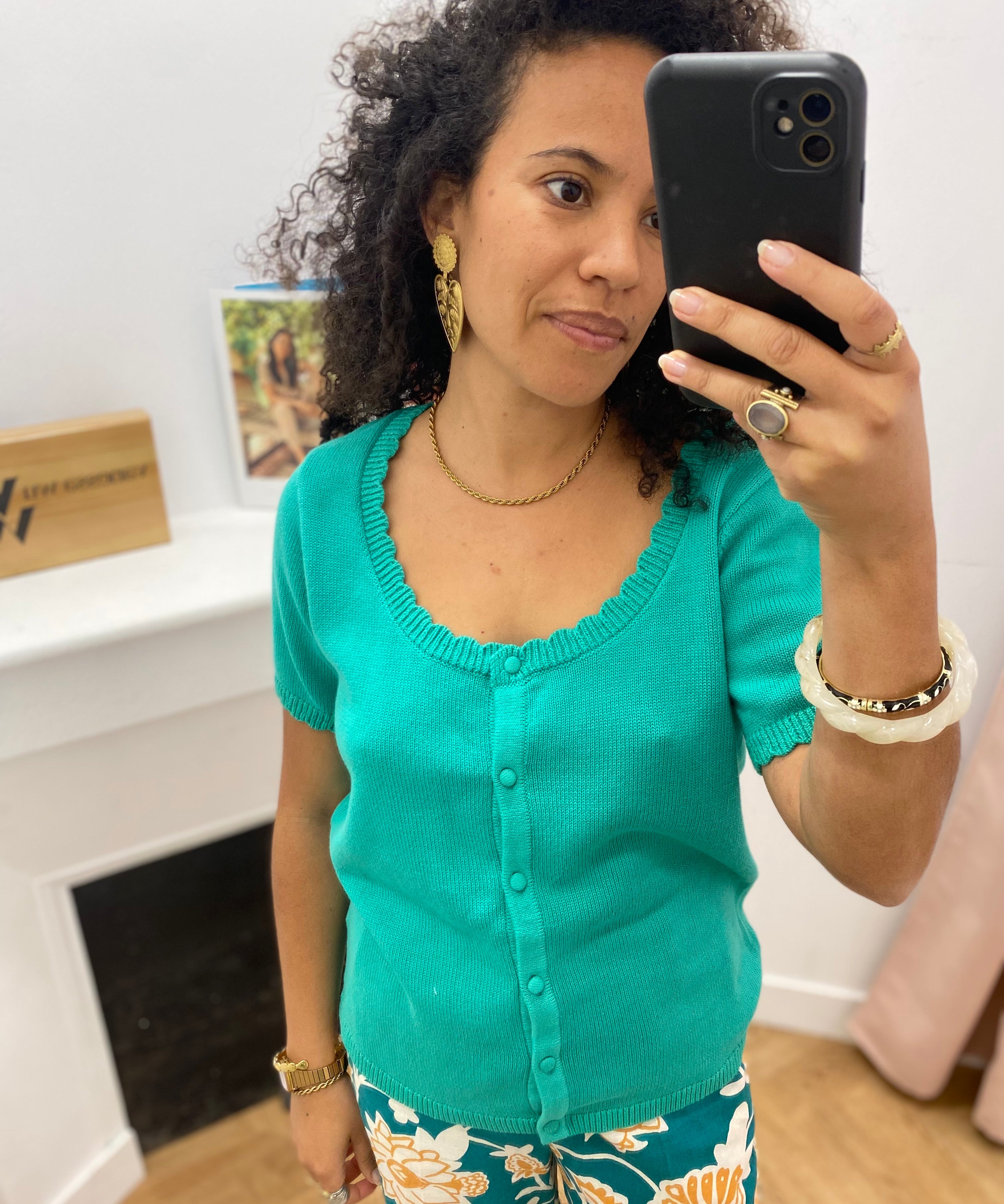 Gilet en maille fantaisie Iseult - Menthe - C'EST BEAU LA VIE !