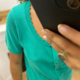 Gilet en maille fantaisie Iseult - Menthe - C'EST BEAU LA VIE !