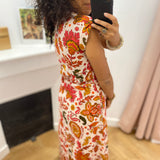Robe longue ceinturée motif floral César - Ecru - C'EST BEAU LA VIE !
