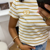 T-shirt marinière à manches courtes Solange - Ecru - C'EST BEAU LA VIE !