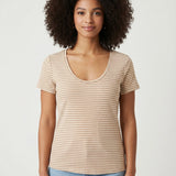 T-shirt basique rayé Plagny - Sable - SUN VALLEY FEMME