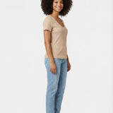 T-shirt basique rayé Plagny - Sable - SUN VALLEY FEMME