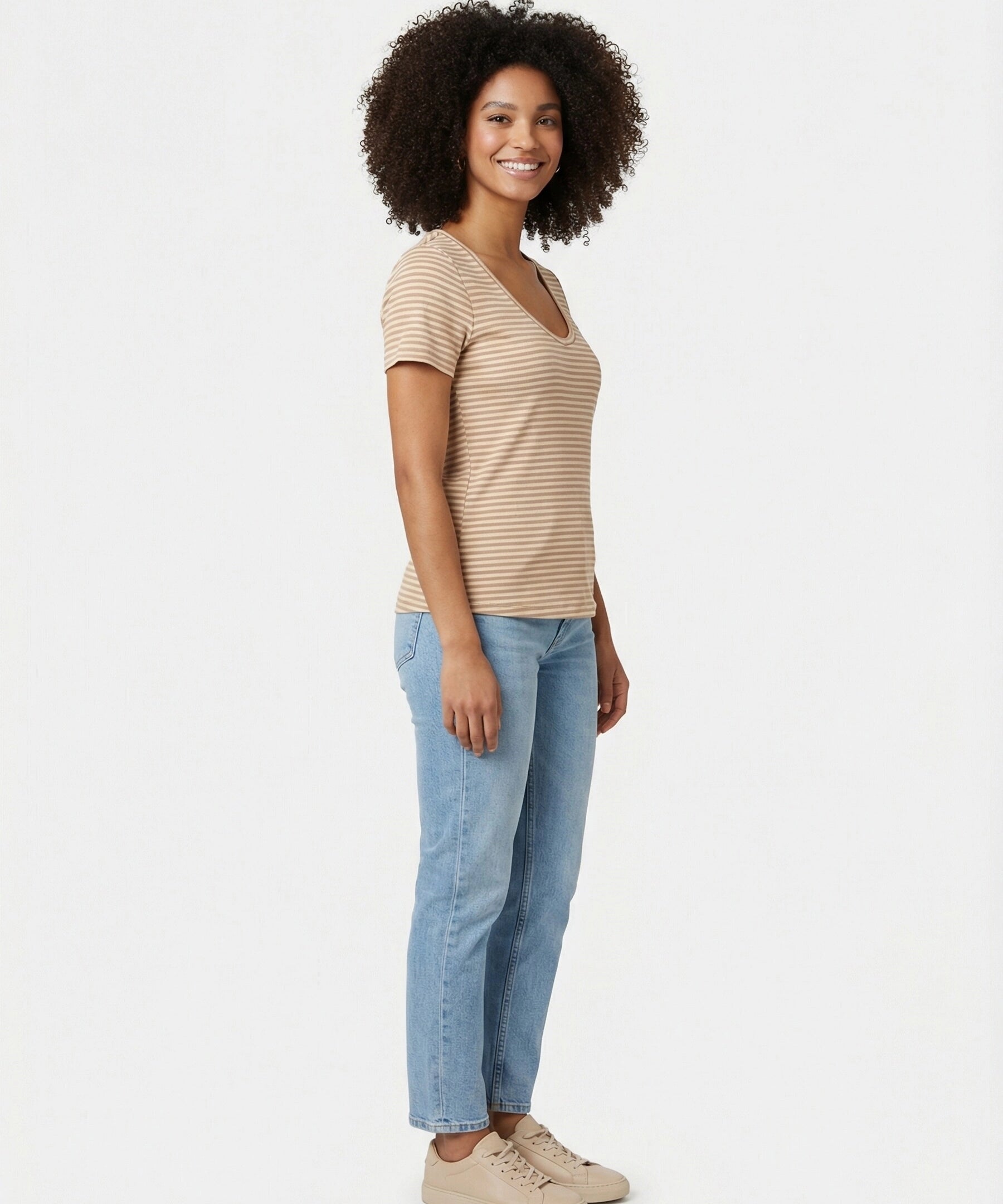 T-shirt basique rayé Plagny - Sable - SUN VALLEY FEMME