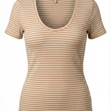 T-shirt basique rayé Plagny - Sable - SUN VALLEY FEMME