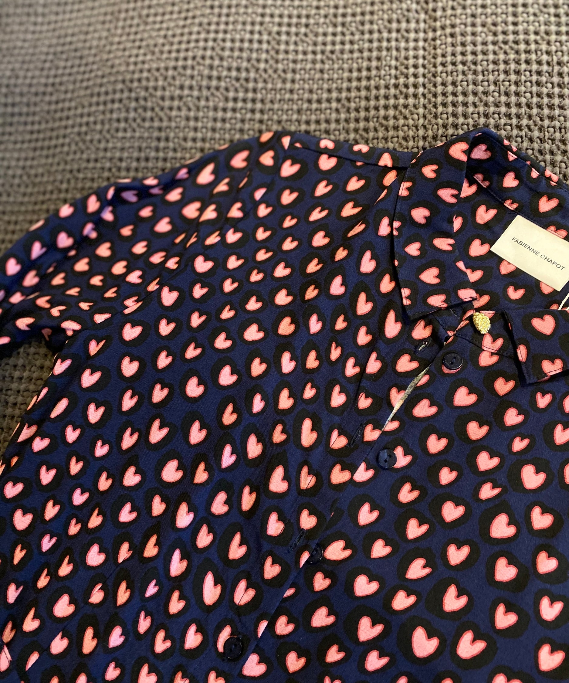 Robe chemise imprimé coeur Hayley Jane - Vainly Navy Antique - FABIENNE CHAPOT